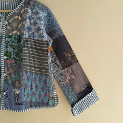 Cotton Handcrafted Kantha Quilted Reversible Patchwork Jacket Handmade Cotton Coat - 11
