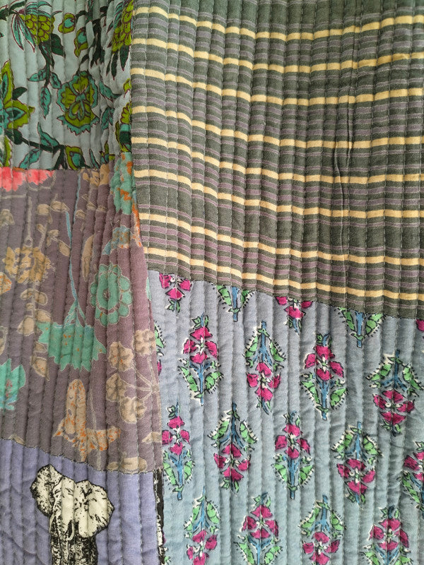 Cotton Handcrafted Kantha Quilted Reversible Patchwork Jacket Handmade Cotton Coat - 11