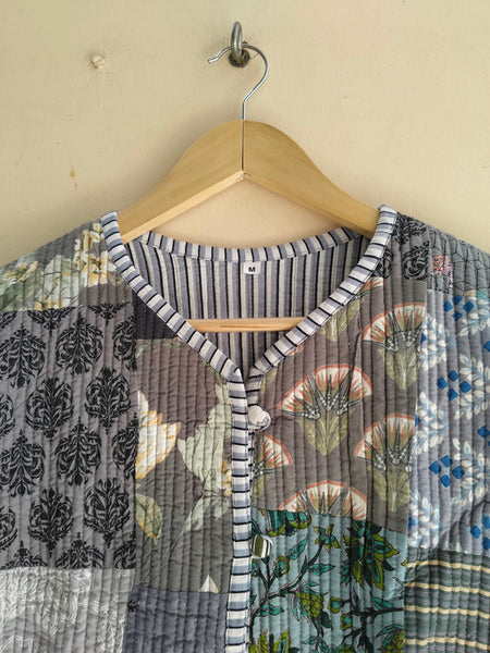 Cotton Handcrafted Kantha Quilted Reversible Patchwork Jacket Handmade Cotton Coat - 11