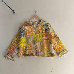 Cotton Handcrafted Kantha Quilted Reversible Patchwork Jacket Handmade Cotton Coat - 9