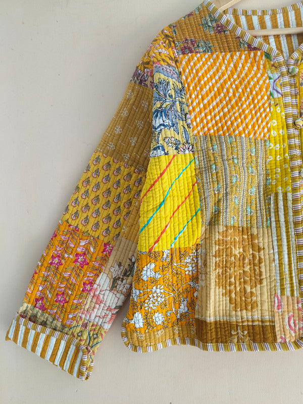 Cotton Handcrafted Kantha Quilted Reversible Patchwork Jacket Handmade Cotton Coat - 9