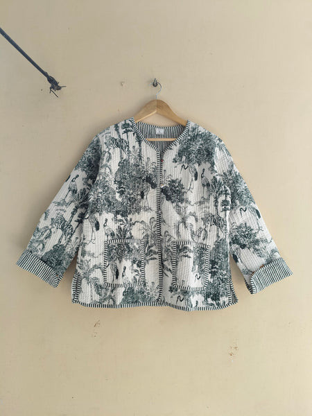 Cotton Handcrafted Kantha Quilted Reversible Patchwork Jacket Handmade Cotton Coat - 8