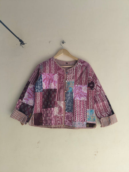 Cotton Handcrafted Kantha Quilted Reversible Patchwork Jacket Handmade Cotton Coat - 12
