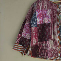 Cotton Handcrafted Kantha Quilted Reversible Patchwork Jacket Handmade Cotton Coat - 12