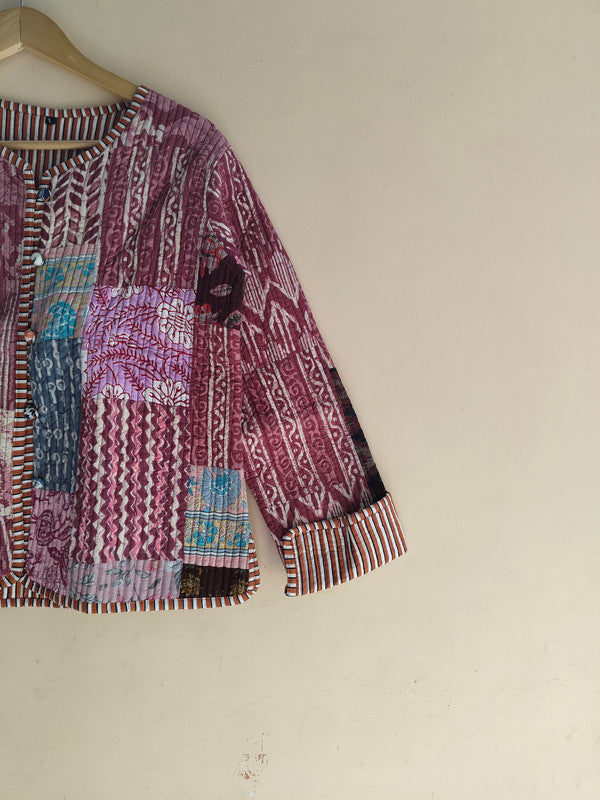 Cotton Handcrafted Kantha Quilted Reversible Patchwork Jacket Handmade Cotton Coat - 12