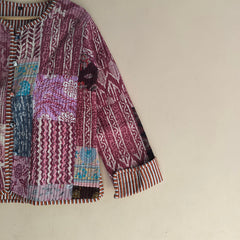 Cotton Handcrafted Kantha Quilted Reversible Patchwork Jacket Handmade Cotton Coat - 12