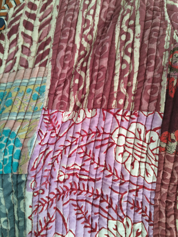Cotton Handcrafted Kantha Quilted Reversible Patchwork Jacket Handmade Cotton Coat - 12