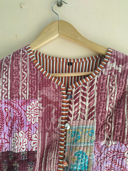 Cotton Handcrafted Kantha Quilted Reversible Patchwork Jacket Handmade Cotton Coat - 12