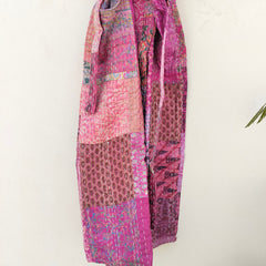 Beautiful Shade Patchwork Handmade Silk Kantha Kimono,Bath Robe,Indian Kantha,Traditional Robe,Bridemade,Longewear/Gift someone Special - 19