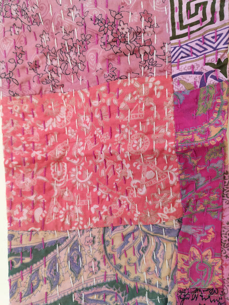 Beautiful Shade Patchwork Handmade Silk Kantha Kimono,Bath Robe,Indian Kantha,Traditional Robe,Bridemade,Longewear/Gift someone Special - 19