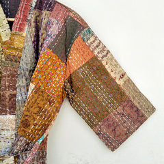 Beautiful Shade Patchwork Handmade Silk Kantha Kimono,Bath Robe,Indian Kantha,Traditional Robe,Bridemade,Longewear/Gift someone Special - 14
