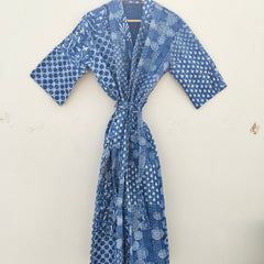 Beautiful Shade Patchwork Handmade Silk Kantha Kimono,Bath Robe,Indian Kantha,Traditional Robe,Bridemade,Longewear/Gift someone Special - 16