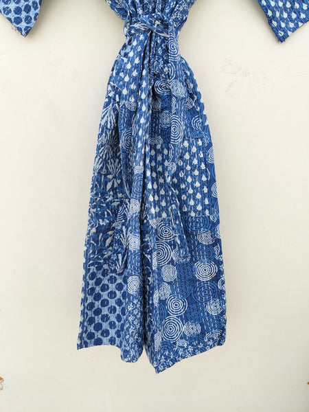 Beautiful Shade Patchwork Handmade Silk Kantha Kimono,Bath Robe,Indian Kantha,Traditional Robe,Bridemade,Longewear/Gift someone Special - 16