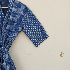 Beautiful Shade Patchwork Handmade Silk Kantha Kimono,Bath Robe,Indian Kantha,Traditional Robe,Bridemade,Longewear/Gift someone Special - 16