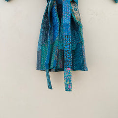 Beautiful Shade Patchwork Handmade Silk Kantha Kimono,Bath Robe,Indian Kantha,Traditional Robe,Bridemade,Longewear/Gift someone Special - 13