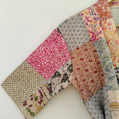 Beautiful Shade Patchwork Handmade Silk Kantha Kimono,Bath Robe,Indian Kantha,Traditional Robe,Bridemade,Longewear/Gift someone Special - 12