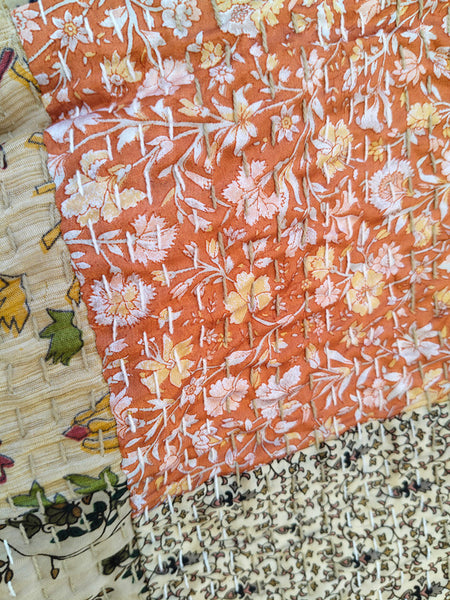 Beautiful Shade Patchwork Handmade Silk Kantha Kimono,Bath Robe,Indian Kantha,Traditional Robe,Bridemade,Longewear/Gift someone Special - 12