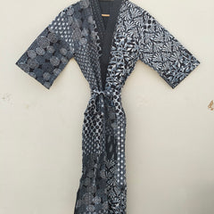 Beautiful Shade Patchwork Handmade Silk Kantha Kimono,Bath Robe,Indian Kantha,Traditional Robe,Bridemade,Longewear/Gift someone Special - 9