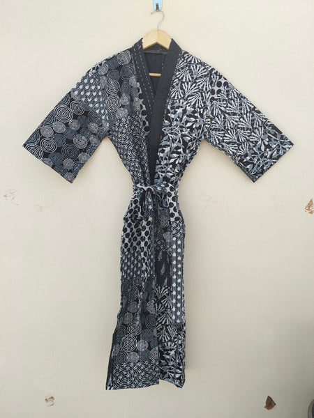 Beautiful Shade Patchwork Handmade Silk Kantha Kimono,Bath Robe,Indian Kantha,Traditional Robe,Bridemade,Longewear/Gift someone Special - 9