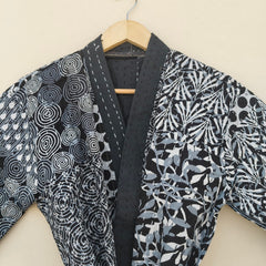 Beautiful Shade Patchwork Handmade Silk Kantha Kimono,Bath Robe,Indian Kantha,Traditional Robe,Bridemade,Longewear/Gift someone Special - 9