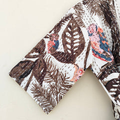 Beautiful Shade Patchwork Handmade Silk Kantha Kimono,Bath Robe,Indian Kantha,Traditional Robe,Bridemade,Longewear/Gift someone Special - 15