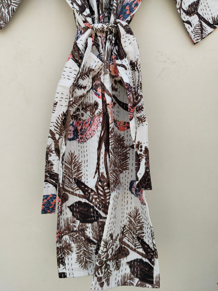 Beautiful Shade Patchwork Handmade Silk Kantha Kimono,Bath Robe,Indian Kantha,Traditional Robe,Bridemade,Longewear/Gift someone Special - 15