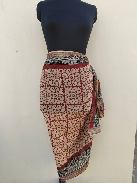 Hand Block Printed Cotton Sarongs & Scarves - Lightweight Summer Dupattas & Beachwear Gifts for Her - 21