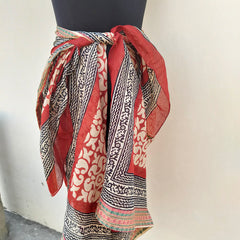Hand Block Printed Cotton Sarongs & Scarves - Lightweight Summer Dupattas & Beachwear Gifts for Her - 21