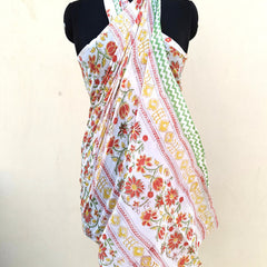 Hand Block Printed Cotton Sarongs & Scarves - Lightweight Summer Dupattas & Beachwear Gifts for Her - 20