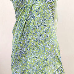 Hand Block Printed Cotton Sarongs & Scarves - Lightweight Summer Dupattas & Beachwear Gifts for Her - 19