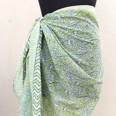 Hand Block Printed Cotton Sarongs & Scarves - Lightweight Summer Dupattas & Beachwear Gifts for Her - 19