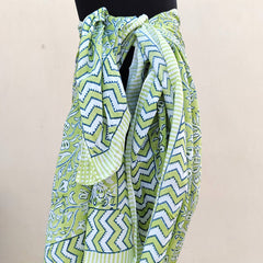 Hand Block Printed Cotton Sarongs & Scarves - Lightweight Summer Dupattas & Beachwear Gifts for Her - 19