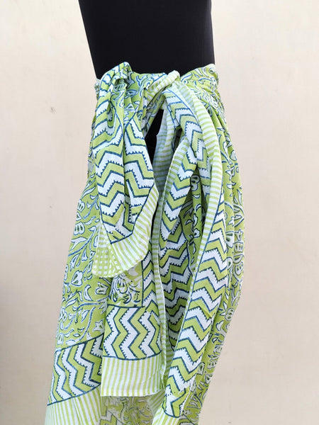 Hand Block Printed Cotton Sarongs & Scarves - Lightweight Summer Dupattas & Beachwear Gifts for Her - 19