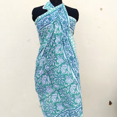 Hand Block Printed Cotton Sarongs & Scarves - Lightweight Summer Dupattas & Beachwear Gifts for Her - 18