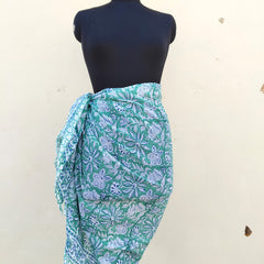 Hand Block Printed Cotton Sarongs & Scarves - Lightweight Summer Dupattas & Beachwear Gifts for Her - 18