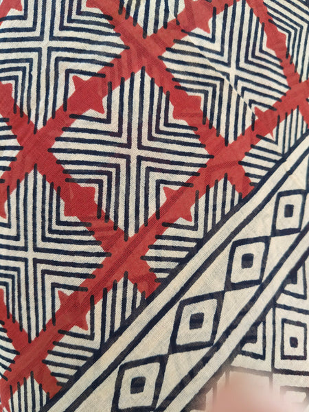 Hand Block Printed Cotton Sarongs & Scarves - Lightweight Summer Dupattas & Beachwear Gifts for Her - 17