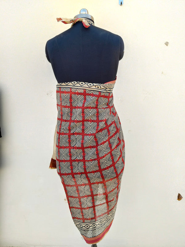 Hand Block Printed Cotton Sarongs & Scarves - Lightweight Summer Dupattas & Beachwear Gifts for Her - 17