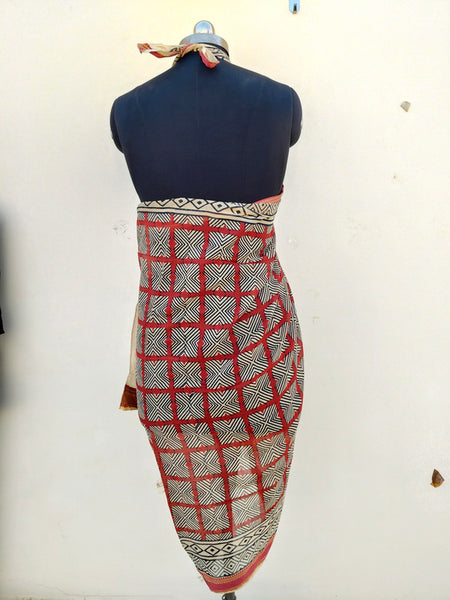 Hand Block Printed Cotton Sarongs & Scarves - Lightweight Summer Dupattas & Beachwear Gifts for Her - 17