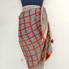 Hand Block Printed Cotton Sarongs & Scarves - Lightweight Summer Dupattas & Beachwear Gifts for Her - 17