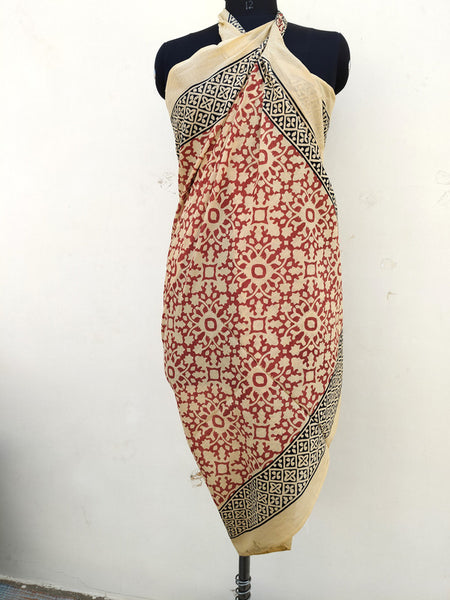 Hand Block Printed Cotton Sarongs & Scarves - Lightweight Summer Dupattas & Beachwear Gifts for Her - 14