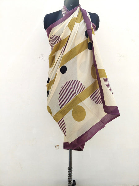 Hand Block Printed Cotton Sarongs & Scarves - Lightweight Summer Dupattas & Beachwear Gifts for Her - 13