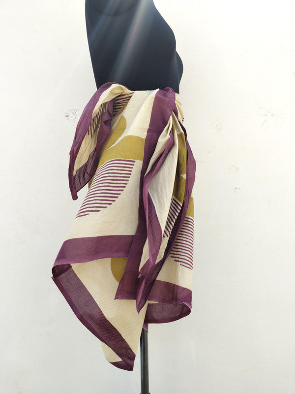 Hand Block Printed Cotton Sarongs & Scarves - Lightweight Summer Dupattas & Beachwear Gifts for Her - 13