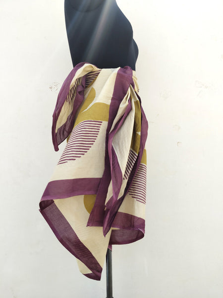 Hand Block Printed Cotton Sarongs & Scarves - Lightweight Summer Dupattas & Beachwear Gifts for Her - 13