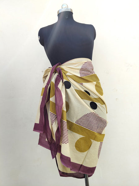 Hand Block Printed Cotton Sarongs & Scarves - Lightweight Summer Dupattas & Beachwear Gifts for Her - 13