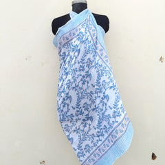 Hand Block Printed Cotton Sarongs & Scarves - Lightweight Summer Dupattas & Beachwear Gifts for Her - 15