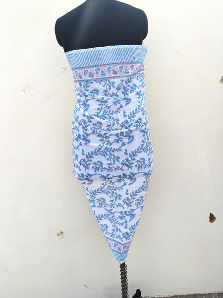 Hand Block Printed Cotton Sarongs & Scarves - Lightweight Summer Dupattas & Beachwear Gifts for Her - 15
