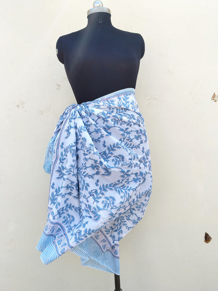 Hand Block Printed Cotton Sarongs & Scarves - Lightweight Summer Dupattas & Beachwear Gifts for Her - 15
