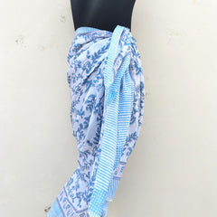 Hand Block Printed Cotton Sarongs & Scarves - Lightweight Summer Dupattas & Beachwear Gifts for Her - 15