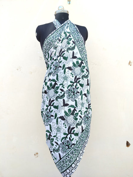 Hand Block Printed Cotton Sarongs & Scarves - Lightweight Summer Dupattas & Beachwear Gifts for Her - 16