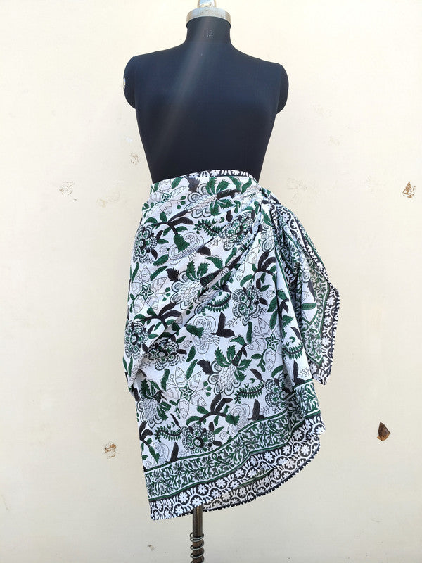 Hand Block Printed Cotton Sarongs & Scarves - Lightweight Summer Dupattas & Beachwear Gifts for Her - 16